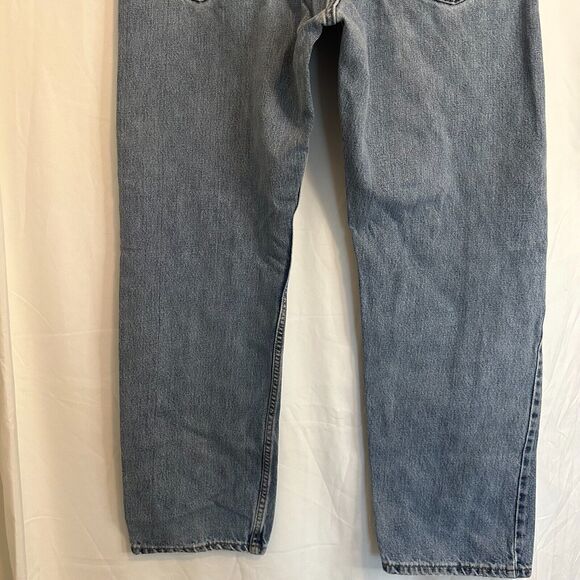 Levis 505 Straight Leg 36x32 Blue Jeans Mild Distress Denim 90s VINTAGE - Picture 7 of 13